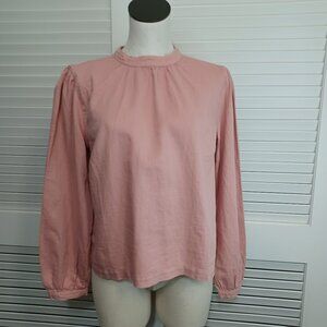 Cloth & Stone Blouse Pink Linen Cottagecore Back Button Size Medium